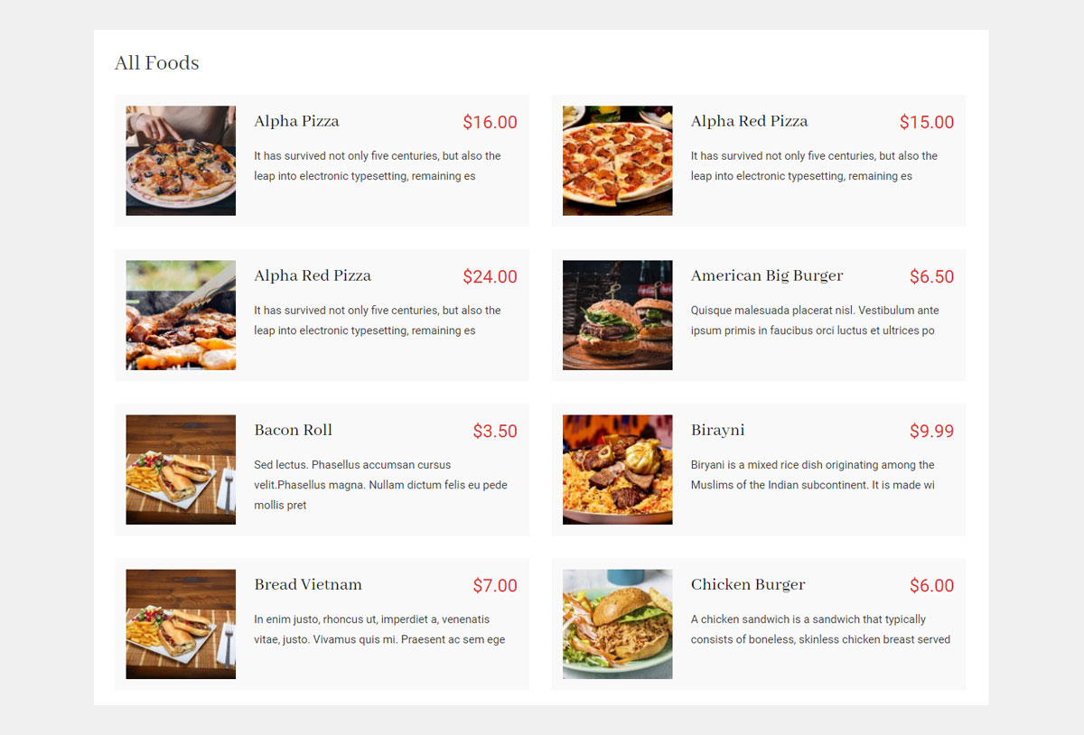 Menu Showcase